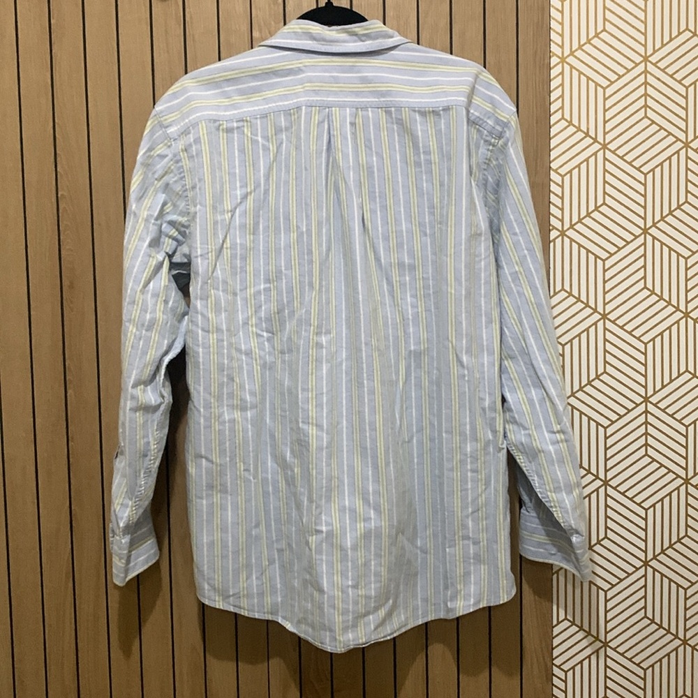 LL Bean Button-Down Blue Green Stripes - Picture 3 of 4